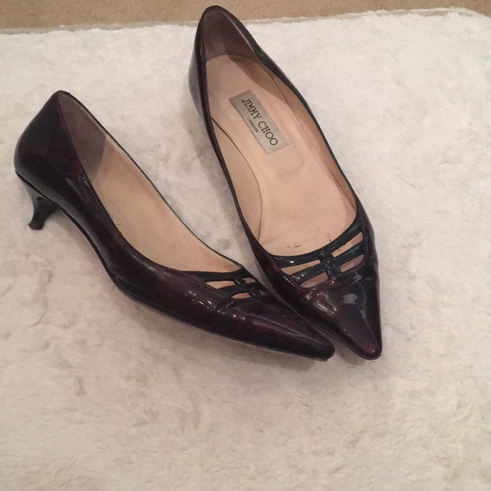 Jimmy choos burgundy kitten heels